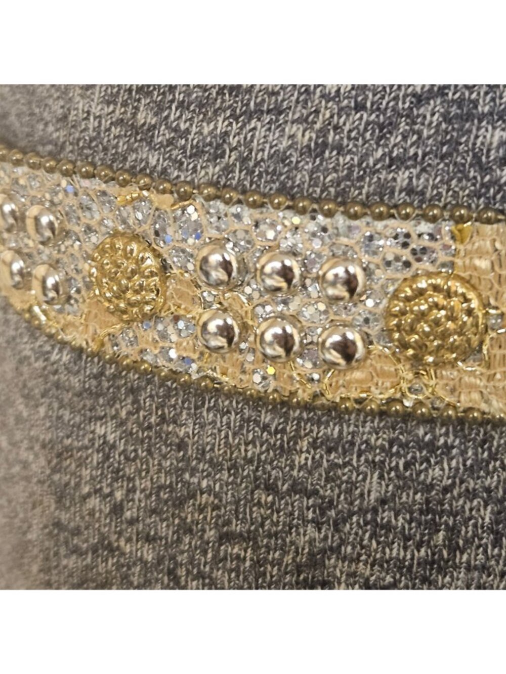 Vintage Beaded Waist Belt Womens Size M/L Gold Silver Accents Goldtone Buckle - Picture 5 of 10